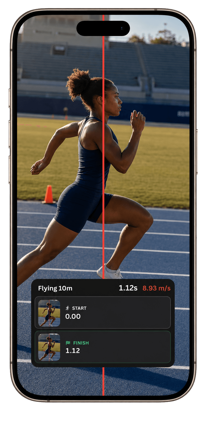 TrackSpeed showing a flying sprint with start and finish photos
