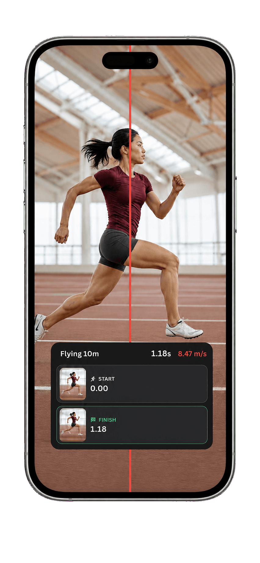 TrackSpeed showing a flying sprint with start and finish photos