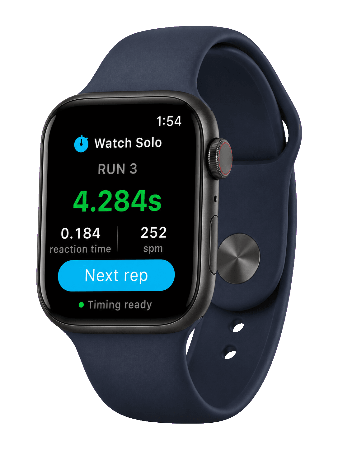 Apple Watch — Illustrative app view · Sample results